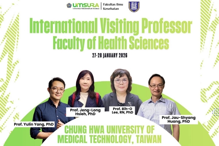 中華醫大楊堉麟院長、謝政蓉院長、李碧娥校長、黃昭祥主任(左起),獲穆罕默德大學合聘教授