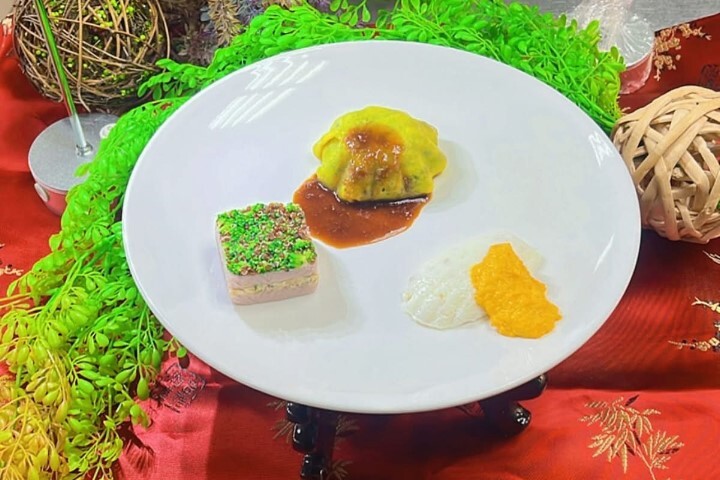 李帆畇、洪鈺閎共同製作的創新料理「頤養銀膳創三藝」，獲得校園組總冠軍